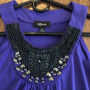 Purple and Black Beaded Sleeveless Tank